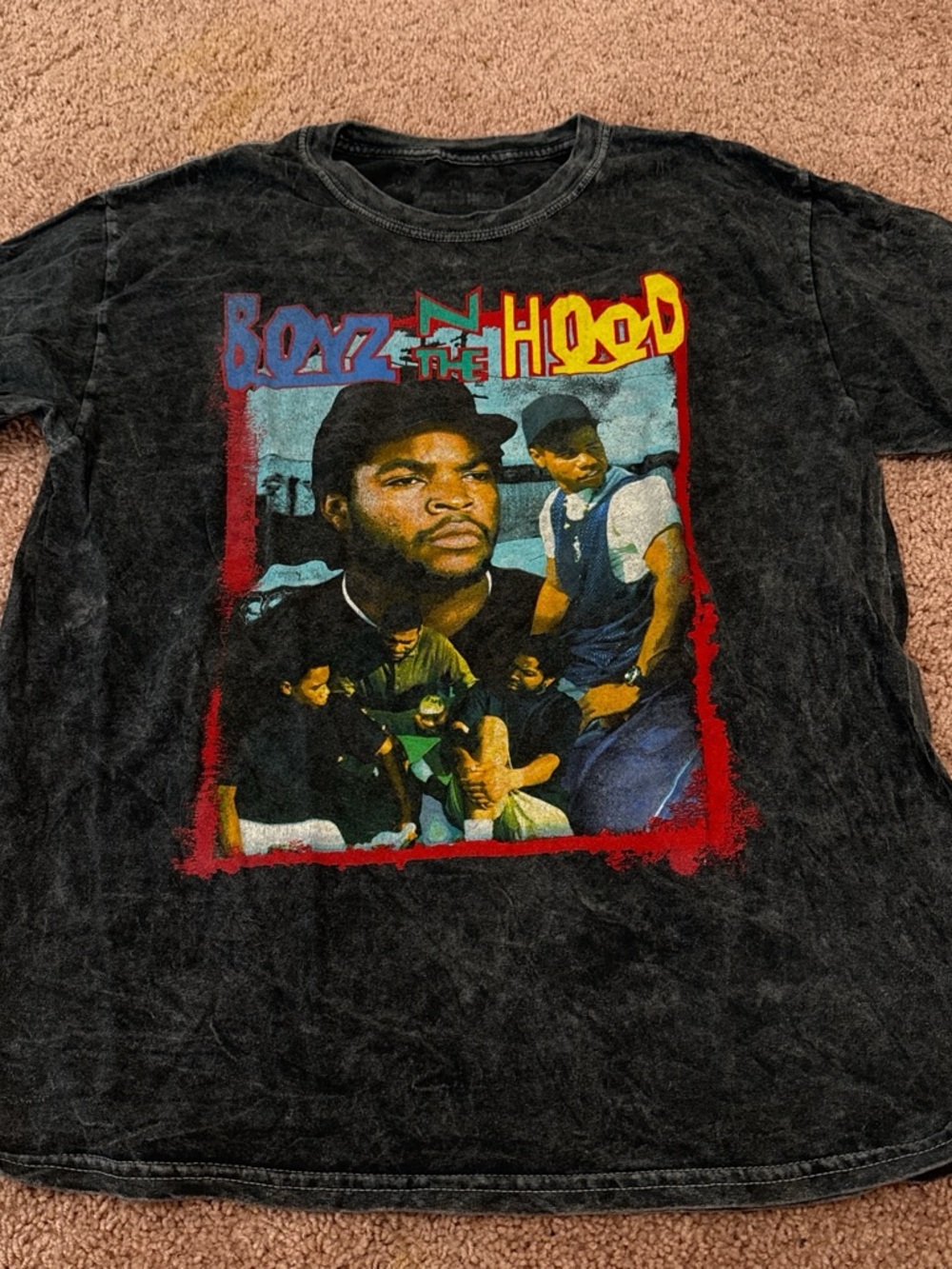 Boyz N the Hood Graphic Tee - Black with Multi-Color Print